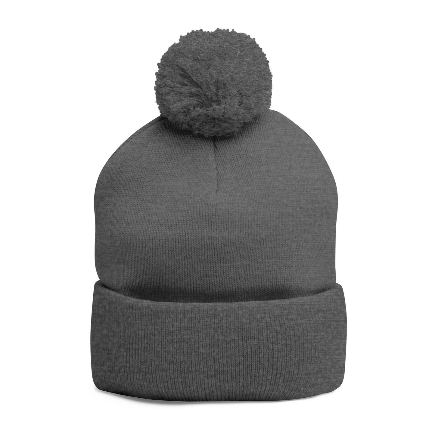 Pom-Pom Knit Embroidered Beanie