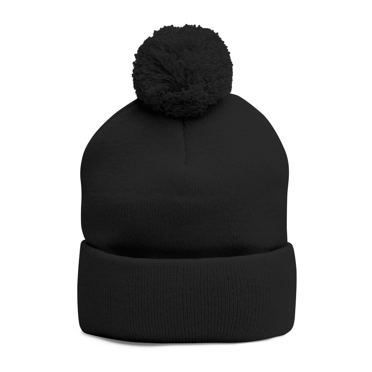 Pom-Pom Knit Embroidered Beanie