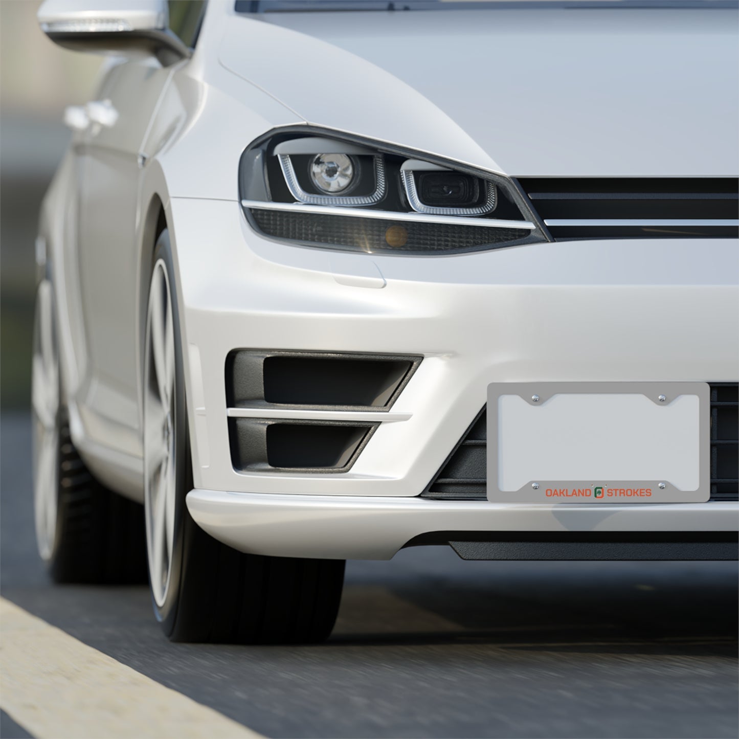 Grey Metal License Plate Frame