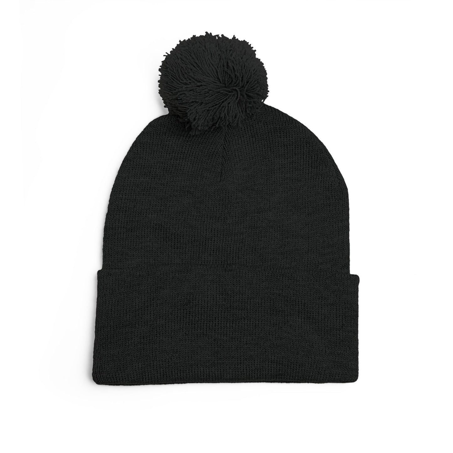 Pom-Pom Knit Embroidered Beanie